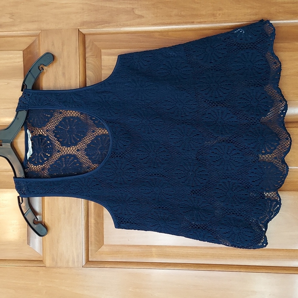 Hippie Laundry Racerback Navy Soft Lace Flowy Tank Top, Size Medium, Like New